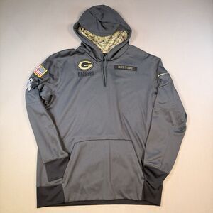 Green Bay Packers Hoodie Mens XL Green Nike Salute To Service Therma Fit NFL EUC